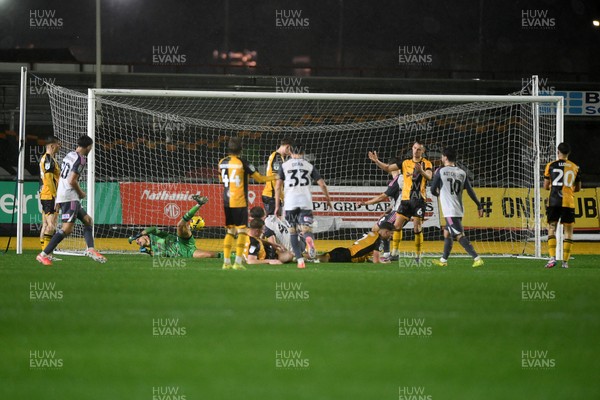 111125 - Newport County v Exeter City - Vertu Trophy - Ed Turns of Exeter scores a goal