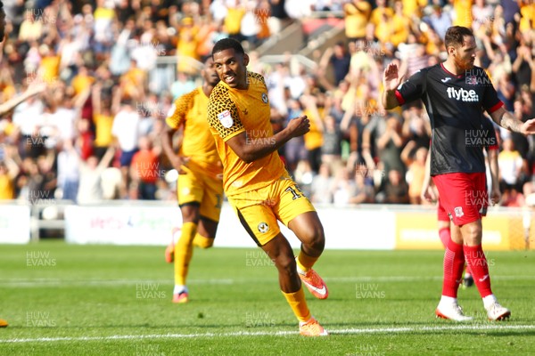 210919 Newport County vs Exeter City - Sky Bet League 2 - Tristan Abrahams of Newport County scores from the penalty spot 