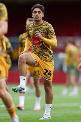 120926 - Newport County v Fleetwood Town - Sky Bet League 2 - Matt Dibley-Dias of Newport County warms up