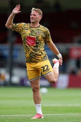 120926 - Newport County v Fleetwood Town - Sky Bet League 2 - Cameron Norman of Newport County warms up