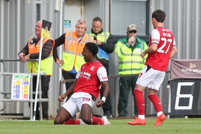 120926 - Newport County v Fleetwood Town - Sky Bet League 2 - Aaron Loupalo-Bi of Fleetwood Town celebrates scoring his teams first goal