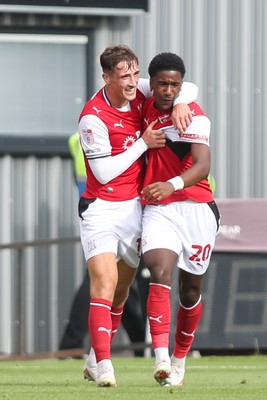 120926 - Newport County v Fleetwood Town - Sky Bet League 2 - Aaron Loupalo-Bi of Fleetwood Town celebrates scoring his teams first goal