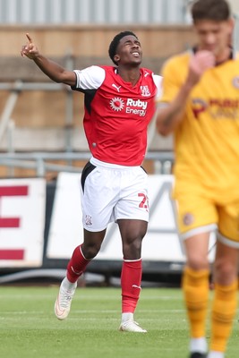 120926 - Newport County v Fleetwood Town - Sky Bet League 2 - Aaron Loupalo-Bi of Fleetwood Town celebrates scoring his teams first goal