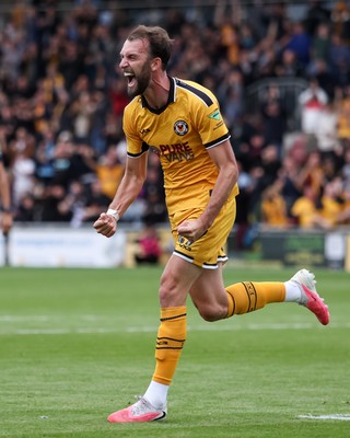 120926 - Newport County v Fleetwood Town - Sky Bet League 2 - Christian Doidge of Newport County celebrates scoring his teams first goal