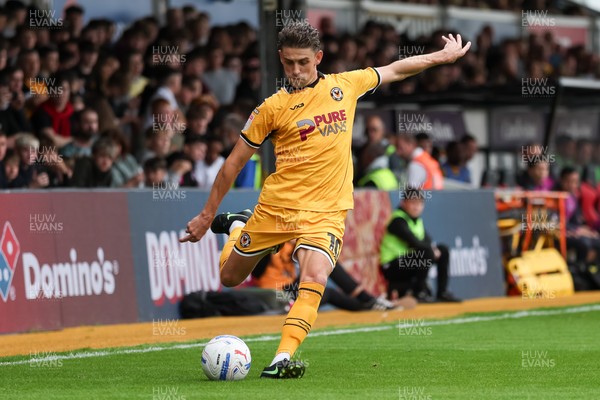 120926 - Newport County v Fleetwood Town - Sky Bet League 2 - Harrison Biggins of Newport County takes a free kick 