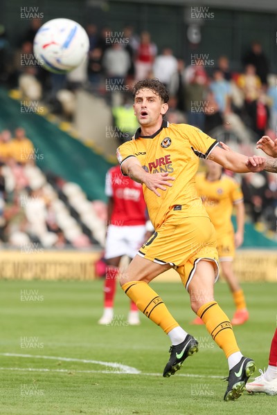 120926 - Newport County v Fleetwood Town - Sky Bet League 2 -Harrison Biggins of Newport County has a shot at goal blocked 