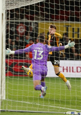 131225 - Newport County v Fleetwood Town, EFL Sky Bet League 2 - Michael Spellman of Newport County’s has his shot saved by Jay Lynch of Fleetwood Town