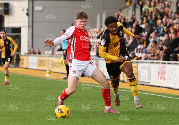 131225 - Newport County v Fleetwood Town, EFL Sky Bet League 2 - Bobby Kamwa of Newport County gets away from Ethan Ennis of Fleetwood Town