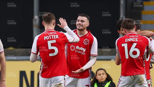 131225 - Newport County v Fleetwood Town, EFL Sky Bet League 2 - Ryan Graydon of Fleetwood Town, centre, celebrates after scoring the second goal