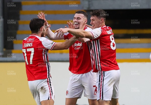 131225 - Newport County v Fleetwood Town, EFL Sky Bet League 2 - Ryan Graydon of Fleetwood Town, centre, celebrates after scoring the second goal