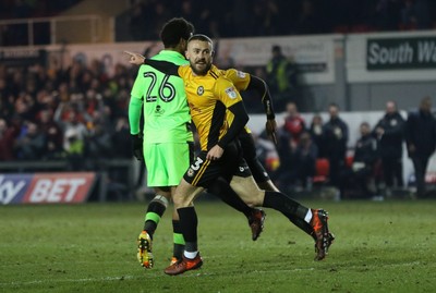060318 - Newport County v Forest Green Rovers, Sky Bet League 2 - Dan Butler of Newport County celebrates after he sets up Newport County's second goal for Paul Hayes