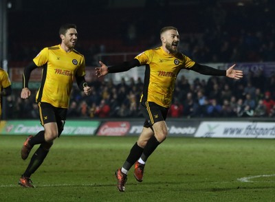 060318 - Newport County v Forest Green Rovers, Sky Bet League 2 - Dan Butler of Newport County celebrates after he sets up Newport County's second goal for Paul Hayes