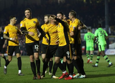 060318 - Newport County v Forest Green Rovers, Sky Bet League 2 - Newport County players celebrate after Paul Hayes score the second goal