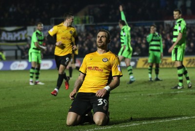 060318 - Newport County v Forest Green Rovers, Sky Bet League 2 - Paul Hayes of Newport County celebrates after scoring County's third goal