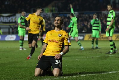 060318 - Newport County v Forest Green Rovers, Sky Bet League 2 - Paul Hayes of Newport County celebrates after scoring County's third goal