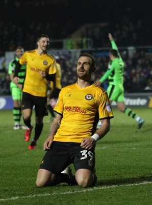 060318 - Newport County v Forest Green Rovers, Sky Bet League 2 - Paul Hayes of Newport County celebrates after scoring County's third goal