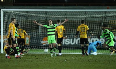 060318 - Newport County v Forest Green Rovers, Sky Bet League 2 - Lee Collins of Forest Green Rovers celebrates after scoring his side's third goal to level the score