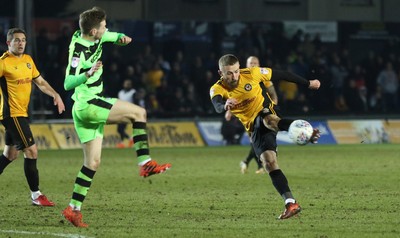 060318 - Newport County v Forest Green Rovers, Sky Bet League 2 - Dan Butler of Newport County fires a shot at goal