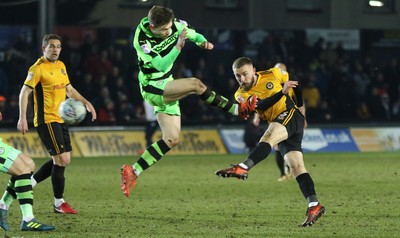 060318 - Newport County v Forest Green Rovers, Sky Bet League 2 - Dan Butler of Newport County fires a shot at goal