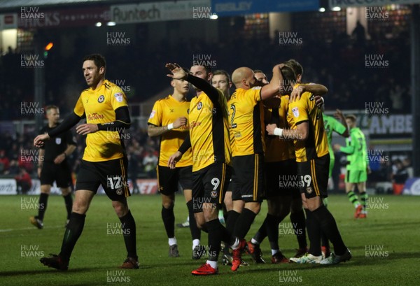 060318 - Newport County v Forest Green Rovers, Sky Bet League 2 - Newport County players celebrate after Paul Hayes score the second goal