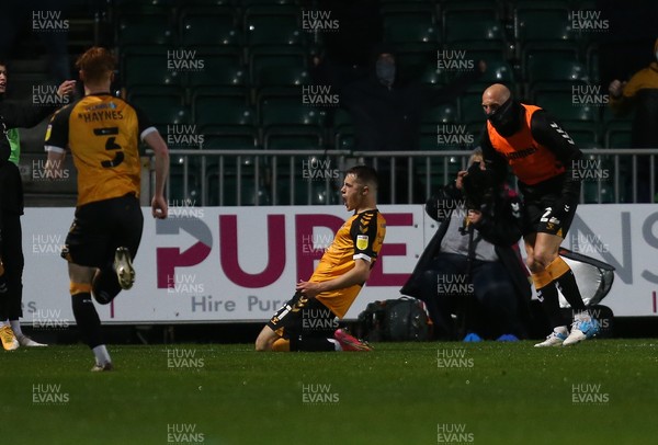 180521 - Newport County v Forest Green Rovers, Sky Bet League 2 Play Off Semi Final, First Leg - Lewis Collins of Newport County celebrates after scoring the second goal