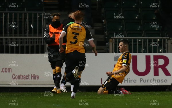 180521 - Newport County v Forest Green Rovers, Sky Bet League 2 Play Off Semi Final, First Leg - Lewis Collins of Newport County celebrates after scoring the second goal