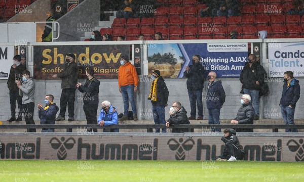 180521 - Newport County v Forest Green Rovers, Sky Bet League 2 Play Off Semi Final, First Leg - Fans stand socially distanced on the terraces as they watch Newport County for the first time since the start of the pandemic