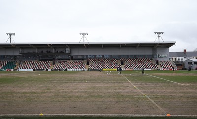 210221 Newport County v Forest Green Rovers, Sky Bet League 2 - A general view of the Rodney Parade pitch ahead of the match between Newport County and Forest Green Rovers