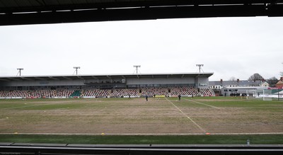 210221 Newport County v Forest Green Rovers, Sky Bet League 2 - A general view of the Rodney Parade pitch ahead of the match between Newport County and Forest Green Rovers