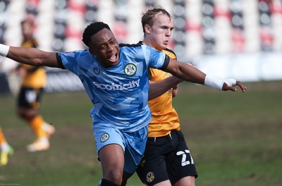 210221 Newport County v Forest Green Rovers, Sky Bet League 2 - Udoka Godwin-Malife of Forest Green Rovers and Jake Scrimshaw of Newport County compete for the ball