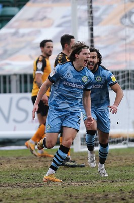 210221 Newport County v Forest Green Rovers, Sky Bet League 2 - Josh Davison of Forest Green Rovers celebrates after scoring the opening goal