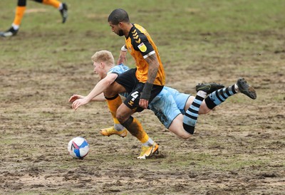 210221 Newport County v Forest Green Rovers, Sky Bet League 2 - Elliott Whitehouse of Forest Green Rovers is brought down by Joss Labadie of Newport County