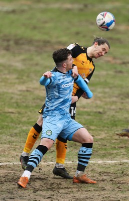 210221 Newport County v Forest Green Rovers, Sky Bet League 2 - Nicholas Cadden of Forest Green Rovers and Aaron Lewis of Newport County compete for the ball