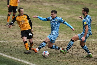 210221 Newport County v Forest Green Rovers, Sky Bet League 2 - Aaron Lewis of Newport County plays the ball forward