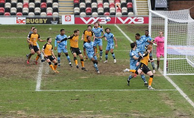 210221 Newport County v Forest Green Rovers, Sky Bet League 2 - Newport County take on Forest Green Rovers on the difficult playing surface of the Rodney Parade pitch