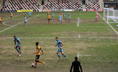 210221 Newport County v Forest Green Rovers, Sky Bet League 2 - Newport County take on Forest Green Rovers on the difficult playing surface of the Rodney Parade pitch