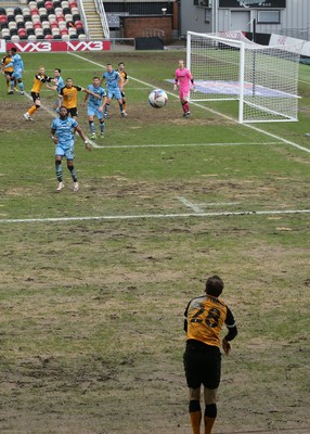 210221 Newport County v Forest Green Rovers, Sky Bet League 2 - Mickey Demetriou of Newport County takes a throw in
