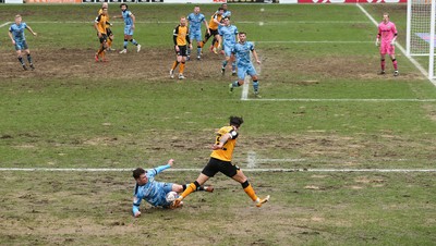 210221 Newport County v Forest Green Rovers, Sky Bet League 2 - Newport County take on Forest Green Rovers on the difficult playing surface of the Rodney Parade pitch