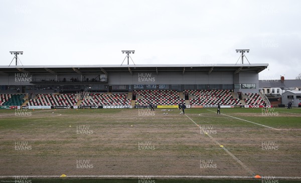210221 Newport County v Forest Green Rovers, Sky Bet League 2 - A general view of the Rodney Parade pitch ahead of the match between Newport County and Forest Green Rovers