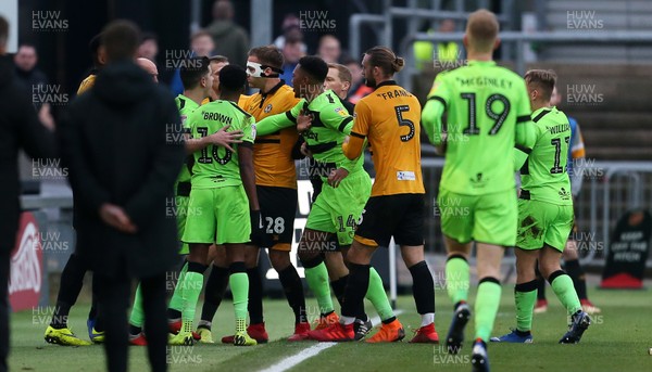 261218 - Newport County v Forest Green Rovers - SkyBet League Two - Tempers boil over between the two teams