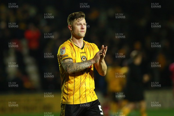 261223 - Newport County v Forest Green Rovers - Sky Bet League 2 - James Clarke of Newport County applauds the crowd after the final whistle