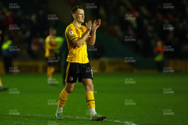 261223 - Newport County v Forest Green Rovers - Sky Bet League 2 - Bryn Morris of Newport County applauds the crowd after the final whistle