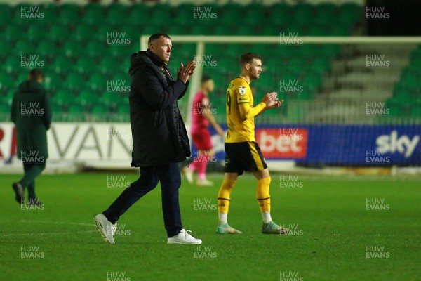 261223 - Newport County v Forest Green Rovers - Sky Bet League 2 - Manager of Newport County Graham Coughlan applauds the crowd after the final whistle