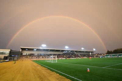 011125 - Newport County v Gillingham - FA Cup First Round - A rainbow over Rodney Parade