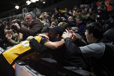 011125 - Newport County v Gillingham - FA Cup First Round - Cameron Antwi of Newport County celebrates scoring a goal with team mates