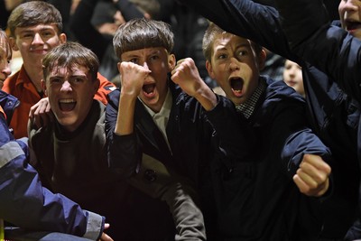 011125 - Newport County v Gillingham - FA Cup First Round - Newport fans celebrate the win