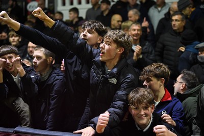 011125 - Newport County v Gillingham - FA Cup First Round - Newport fans celebrate the win
