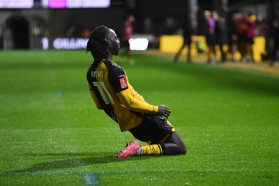 011125 - Newport County v Gillingham - FA Cup First Round - Cameron Antwi of Newport County celebrates scoring a goal