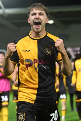 011125 - Newport County v Gillingham - FA Cup First Round - Ben Lloyd of Newport County celebrates after scoring the winning penalty