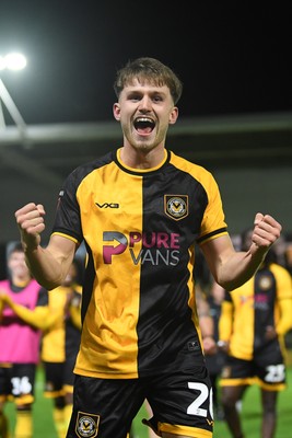 011125 - Newport County v Gillingham - FA Cup First Round - Ben Lloyd of Newport County celebrates after scoring the winning penalty